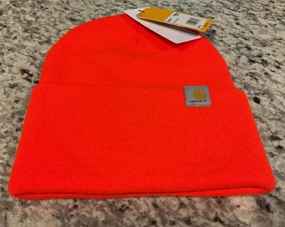 CARHARTT ВЯЗАНЫЙ МАНЖЕТЫ BEANIE AH4597-M O/S 100% акриловый ярко оранжевый рекомендуемая розничная цена производителя $25 - Изображение 1 из 4