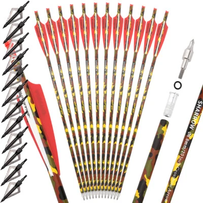 Crossbow Bolt Carbon Arrow 16" 17" 18" 20" 22'' Archery Blade Arrowheads Hunting - Image 1 of 4