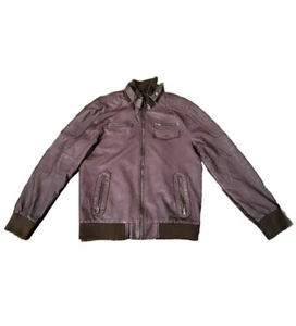 NWT Guess Faux Leather Zip Up Jacket Brown Women's Large RETAIL Price $99.99 - Picture 1 of 9