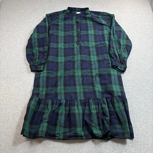 Gap Maternity Dress Woman Medium Green Tartan Plaid Ruffle Academia Heritage - Picture 1 of 7