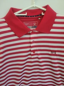 Cutter & Buck Men's XL Red White Striped Poly Spandex DryTec Short Sleeve - Picture 1 of 7