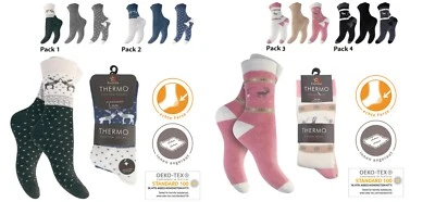 FOOTSTAR 3 paia calze termiche donna ragazza calze calde calze invernali 35-38/39-42 renna