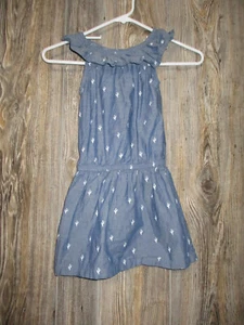 Wonder Nation Girls Ruffle Blue Chambray Cactus Print Summer Dress XS 4-5 - Picture 1 of 7