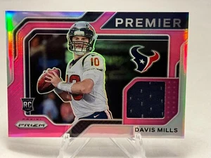 2021 Panini Prizm Davis Mills Premier Rookie Patch Pink RC PJ-19 Texans QB SP - Picture 1 of 3