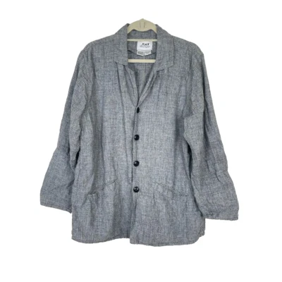 FLAX Womens Size Small Button Front Blazer Jacket Linen Gray Work Career Pockets - Image 1 of 4