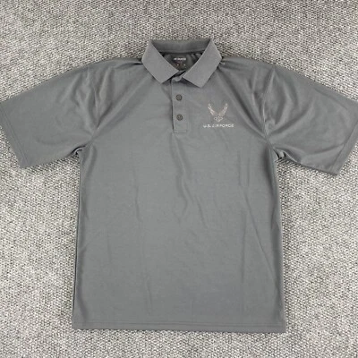 Dri Duke Mens U.S. Airforce Polo Short Sleeve Shirt Grey Size Medium - Image 1 of 4