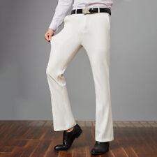 Stretch Men Slim Fit Bell Bottom Flared Pants 60S 70S Retro Formal Dress Trouser