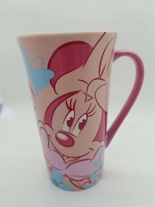 Walt Disney Minnie Mouse Tall Pink Flowers Butterfly 16oz Coffee Mug Parks Store - Picture 1 of 6