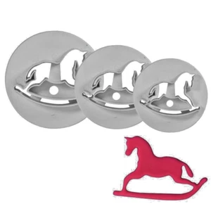 3 ROCKING HORSE CUTTERS BABY CHRISTENING PARTY CAKE DECORATING FONDANT ICING - Picture 1 of 3