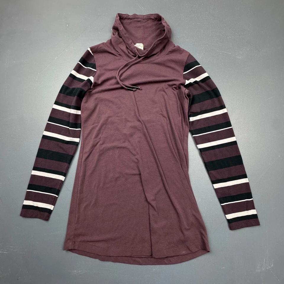 Túnica Lolë Manga Rayas Capucha Cuello Mujer Pequeña Púrpura Manga Larga Informal Suave Foto 1 de 4