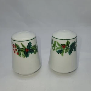 Vintage Salt pepper shaker CHRISTMAS HOLLY BERRY DESIGN 60s 70s 80s  - Picture 1 of 11