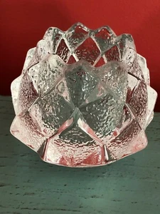 Orrefors Sweden Glass Firefly Artichoke Votive Candle Holder Lotus w Sticker WOW - Picture 1 of 2