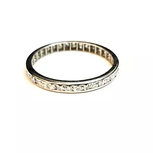 Antique Art Deco Platinum Single Cut Diamond 0.90 Carats VS H Eternity Band~WOW! - Picture 1 of 7