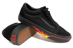 Vans Old Skool Skateschuhe schwarz Flame Wall "Off The Wall" Herren Größe 9,5 neu ohne Etikett - Bild 1 von 8