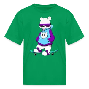 Chill Skater Skateboarding Polar Bear Kids' T-Shirt - Picture 1 of 10
