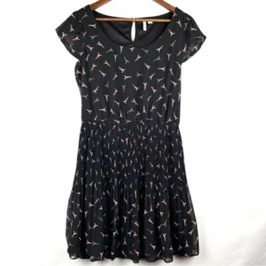 Elle Eiffelturm transparentes Kleid Herzen Print Flügel Flatterärmel dunkel feminin - Bild 1 von 11