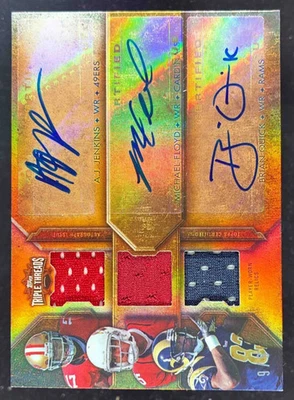2012 Topps Triple Threads Relic Gold Jenkins Brian Quick Michael Floyd Auto /9 - Image 1 of 2