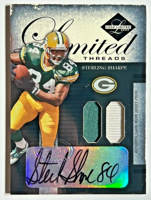 Sterling Sharpe AUTO~PATCH #/50 Leaf Limited Threads 2005 Autograph Jersey READ - Image 1 of 4