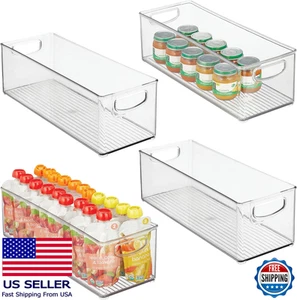 Clear Stackable Storage Bins with Handles for Pantry, Fridge, Cabinets - Set of - Picture 1 of 8