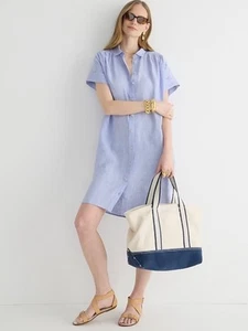 J Crew Baird McNutt Irish Linen Short Sleeve Blue Shirt Dress Size Small - Picture 1 of 14