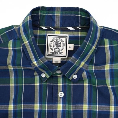 Camisa a Cuadros J.Press York Street Para Hombres S/S Con Botones Mediana 100% Algodón Preppy Foto 1 de 4