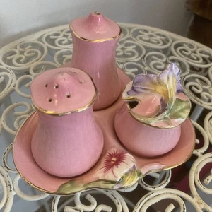 Antique Royal Winton Pink Petunia Cruet Set - Picture 1 of 5