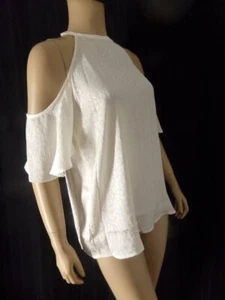 MICHAEL KORS choker Top size XSmall bone Ivory cold shoulder NWT - Picture 1 of 5