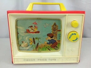Vintage 1966 Fisher Price Toys GIANT SCREEN MUSIC BOX TV Two Tunes TV - WORKS - Picture 1 of 7