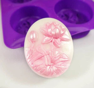 4 celdas Ovalado Libélula Molde Silicona Jabón Cera Resina Hormigón Artesanal Molde Flor - Imagen 1 de 3