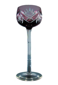 1 VERRE A VIN CALICE LILA EN CRISTAL TAILLE THERESIENTHAL BACCARAT ART DECO - Bild 1 von 20