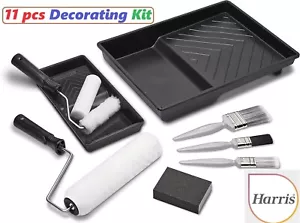 Harris 11 Pcs Decorating Kit 9" Roller Set Tray Frame Gloss Sleeve Paint Brush - Picture 1 of 6