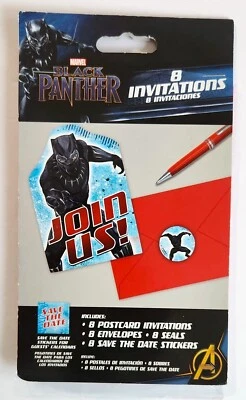 Tarjetas de invitación de fiesta de 8 quilates MARVEL Black Panther con sobres sellados Foto 1 de 3