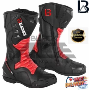 Motorcycle Motorbike Racing Leather Boots Shoes Motorcycle Race Boots Blackace - Picture 1 of 5