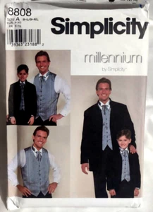 Simplicity 8808 Size Boys S-L Mens S-XL Pattern UNCUT Jacket Vest Suit Ascot Tie - Picture 1 of 4
