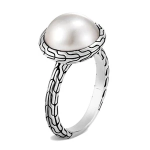 JOHN HARDY Classic Chain Mabe Pearl Cocktail Ring in Sterling Silver Size 7 - Picture 1 of 5