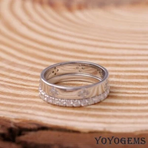 Solid 14K White Gold Moissanite Bridal Set Wedding Band 1.20 CT Round Cut VVS1 - Picture 1 of 12