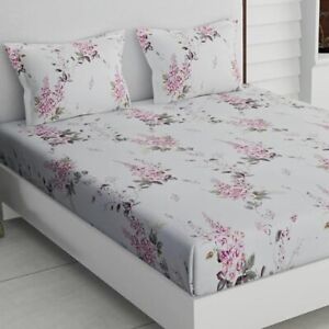 100% Cotton Queen Size Bedsheet for Double Bed, with 2 Pillow Cover