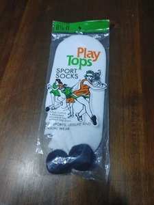 New Vintage Pom Pom Tennis  Socks Black Women's  Size 8 1/2-11 - Picture 1 of 4