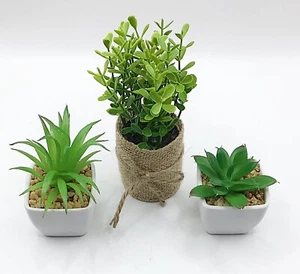 MINI Succulent Fake Artificial Pot Plants 3 Assorted Kitchen Window Office Decor - Picture 1 of 7