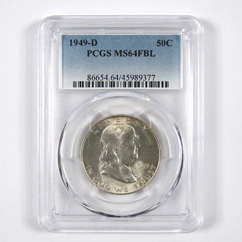 1949 D Franklin Half Dollar MS64 FBL PCGS 90% Silver 50c Unc SKU:I8690 Cover