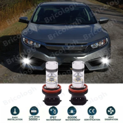 Lente proyector luz antiniebla blanca bombillas LED para Honda Accord Civic 2006-2019 H11 Foto 1 de 4