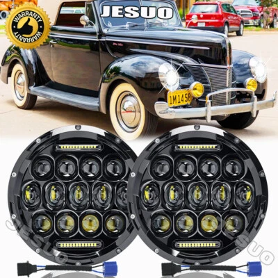 For Ford Deluxe 1939-1951 7" Inch Round LED Headlights Pair Foto 1 de 4