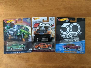 hot wheels 55 chevy gassers HW Redliners,Drag Strip Demons,50th Favorites 3 Lot - Picture 1 of 18