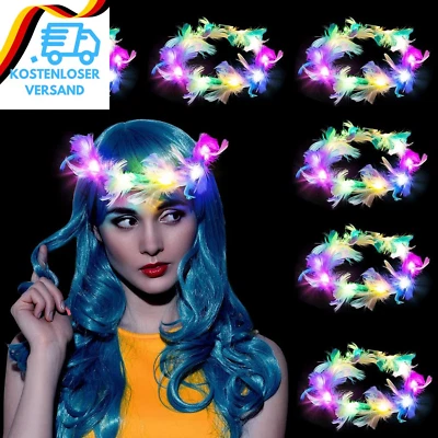 SUNSHINE SMILE LED Feder Stirnbänder,10 Stück Haarkranz Feder,Led Blumenkranz,Leuchtende Haarkr