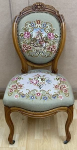 Exceptional French PETIT POINT Upholstery Antique bedroom chair C1900 - Picture 1 of 5