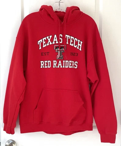 Texas Tech Red Raiders Hoodie Men's Large Long Sleeve Sweatshirt Football Red Cover