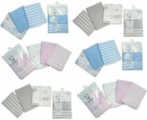 3 Pack Muslin Squares 100% Cotton Baby Soft Swaddle Cloths Nappy Bibs 60x60cm.