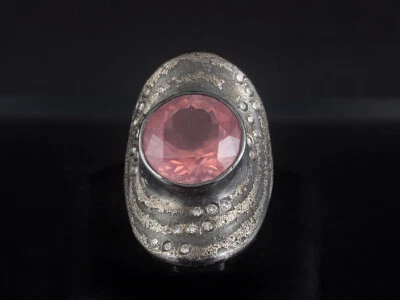 Zobel Rosenquarz Brillant Ring ca. 9,41ct  13,3g 925/- Silber & Platin - Bild 1 von 4