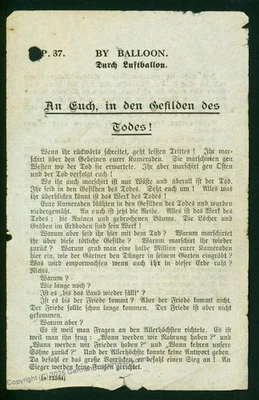 Germany England Rare WWI Anti-Allied Balloon Leaflet You in the Realm of D 74393 - Image 1 of 2