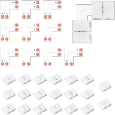 10 Pack 8mm 2pin L-Shape 2835 3528 LED Strip Connector Right Angle Corner for - Image 1 of 4
